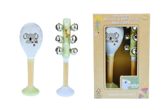 Koala Dream Bush Buddies Australian Animals Maraca and Bell Stick Set
