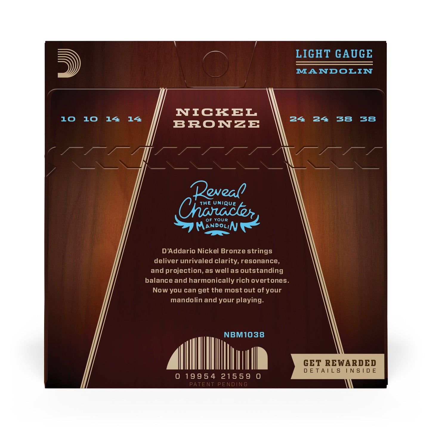 DAddario NBM1038 Nickel Bronze Mandolin Strings, Light, 10-38