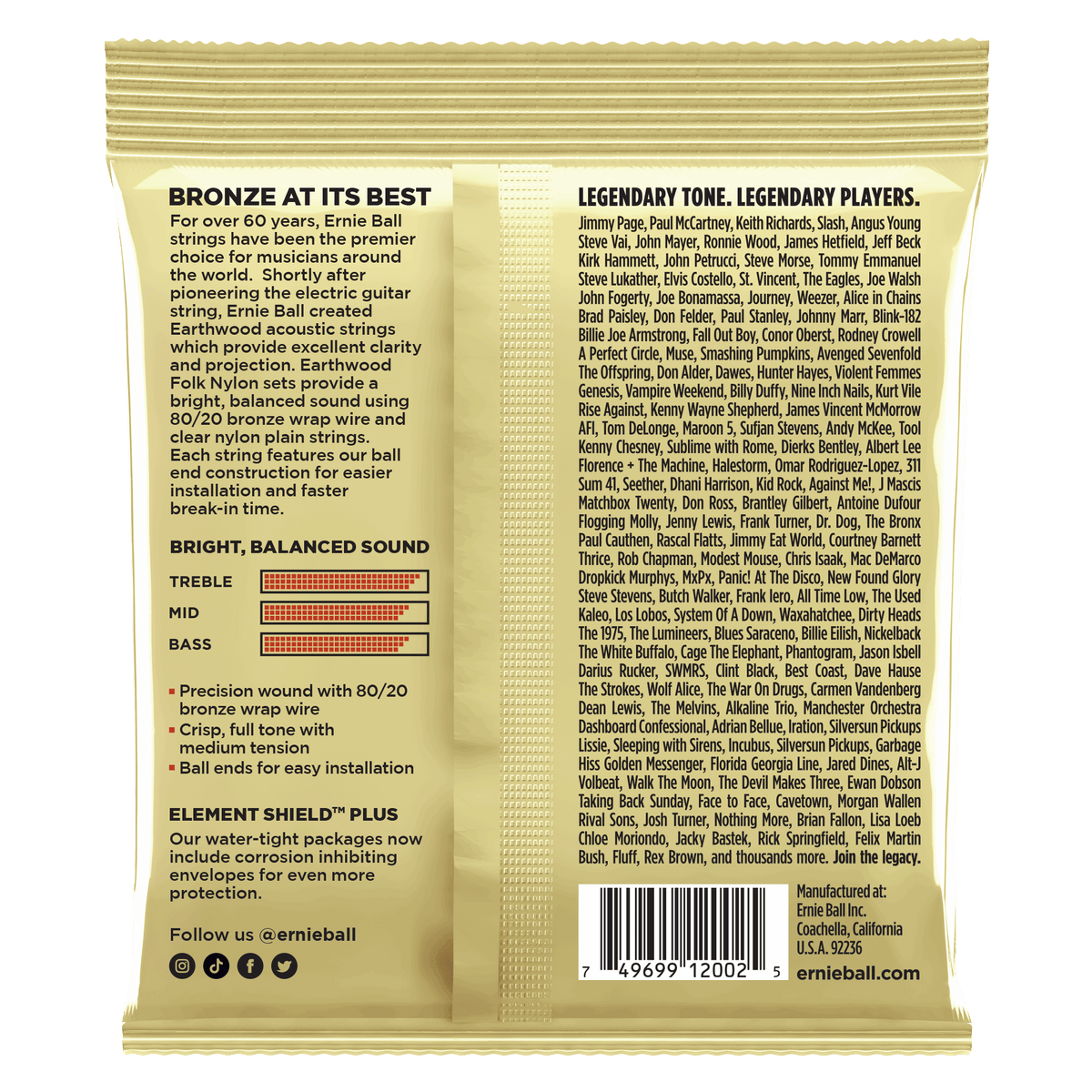 Ernie Ball Earthwood Medium 80/20 Bronze Acoustic Guitar Strings - 13-56 Gauge