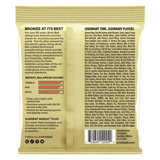 Ernie Ball Earthwood Light 80/20 Bronze Acoustic Guitar Strings - 11-52 Gauge