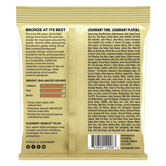 Ernie Ball Earthwood Extra Light 80/20 Bronze Acoustic Guitar Strings - 10-50 Gauge