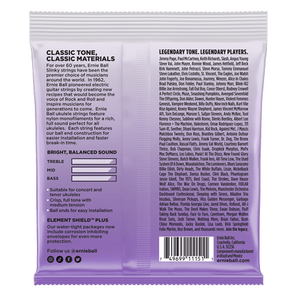 Ernie Ball Concert/Tenor Wound Low G Nylon Ball End Ukulele Strings - Black