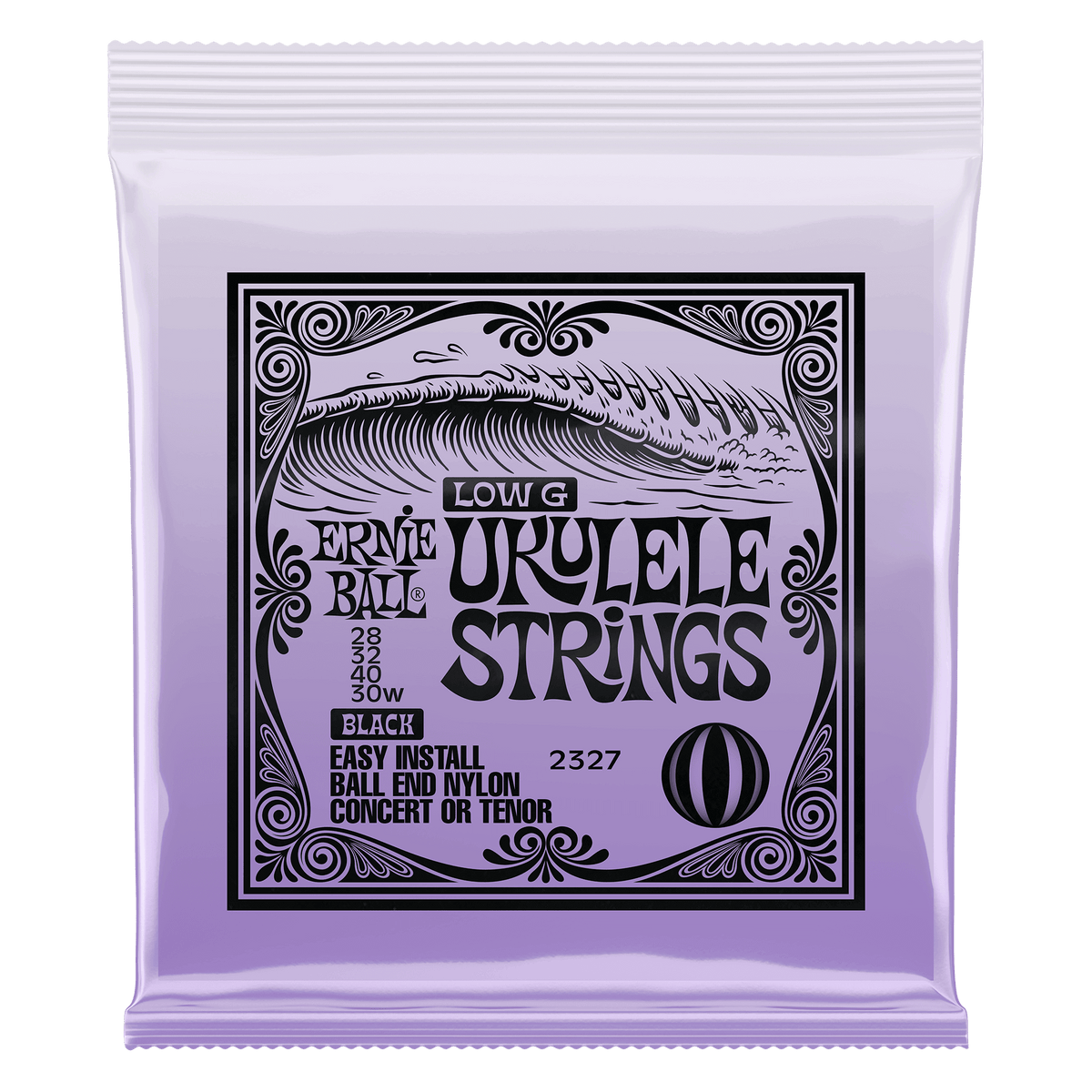 Ernie Ball Concert/Tenor Wound Low G Nylon Ball End Ukulele Strings - Black