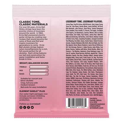 Ernie Ball Concert/Tenor Wound Low G Nylon Ball End Ukulele Strings - Clear