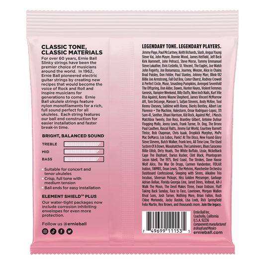 Ernie Ball Concert/Tenor Wound Low G Nylon Ball End Ukulele Strings - Clear