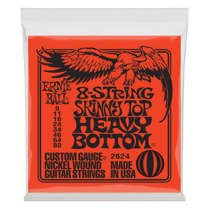 Ernie Ball Skinny Top Heavy Bottom Slinky Nickel Wound 8-String Electric Guitar Strings 9-80