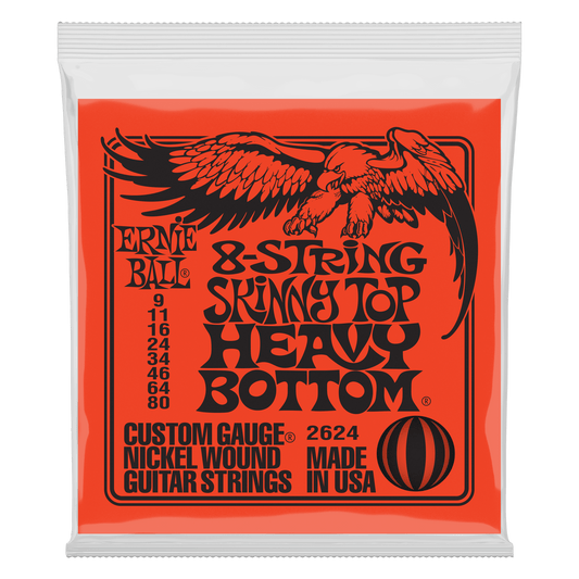Ernie Ball Skinny Top Heavy Bottom Slinky Nickel Wound 8-String Electric Guitar Strings 9-80