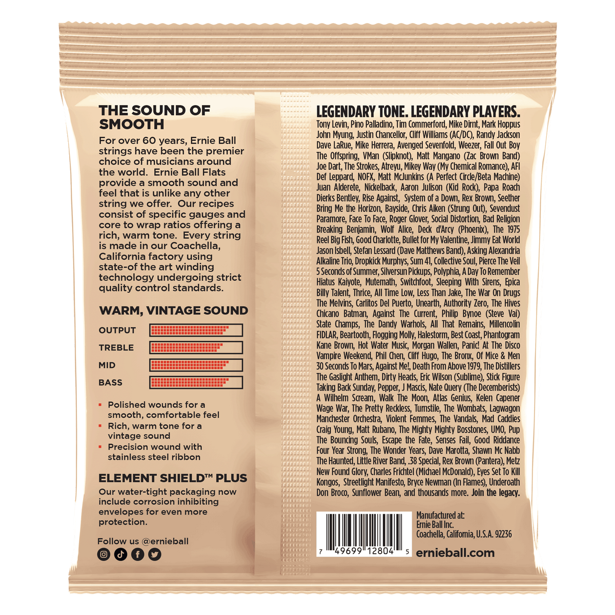 Ernie Ball Flatwound Group II Electric Bass Strings - 50-105 Gauge