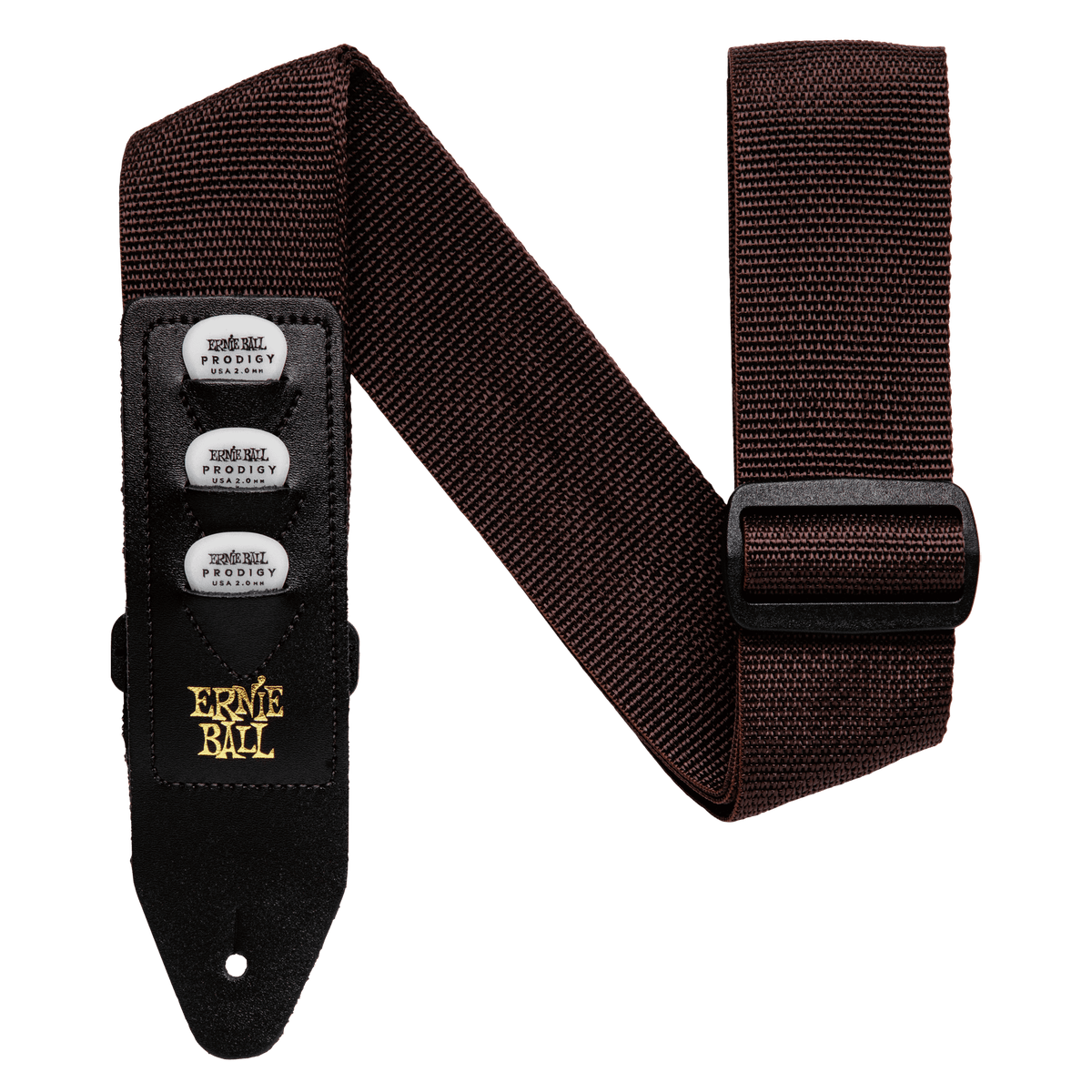 Ernie Ball Polypro Pickholder Guitar/Bass Strap - Brown