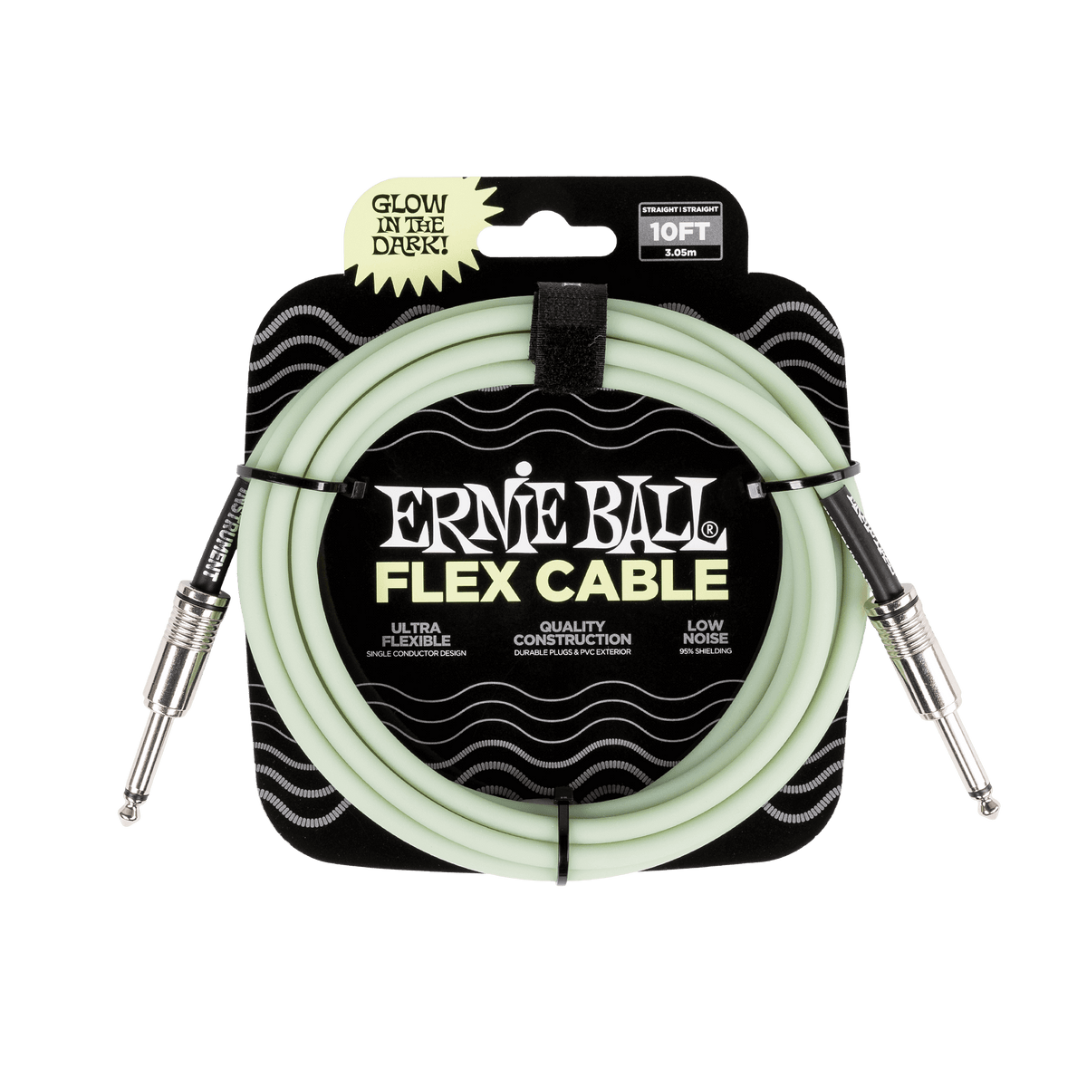 Ernie Ball Flex Instrument Cable Straight/Straight 10ft Glow in the Dark