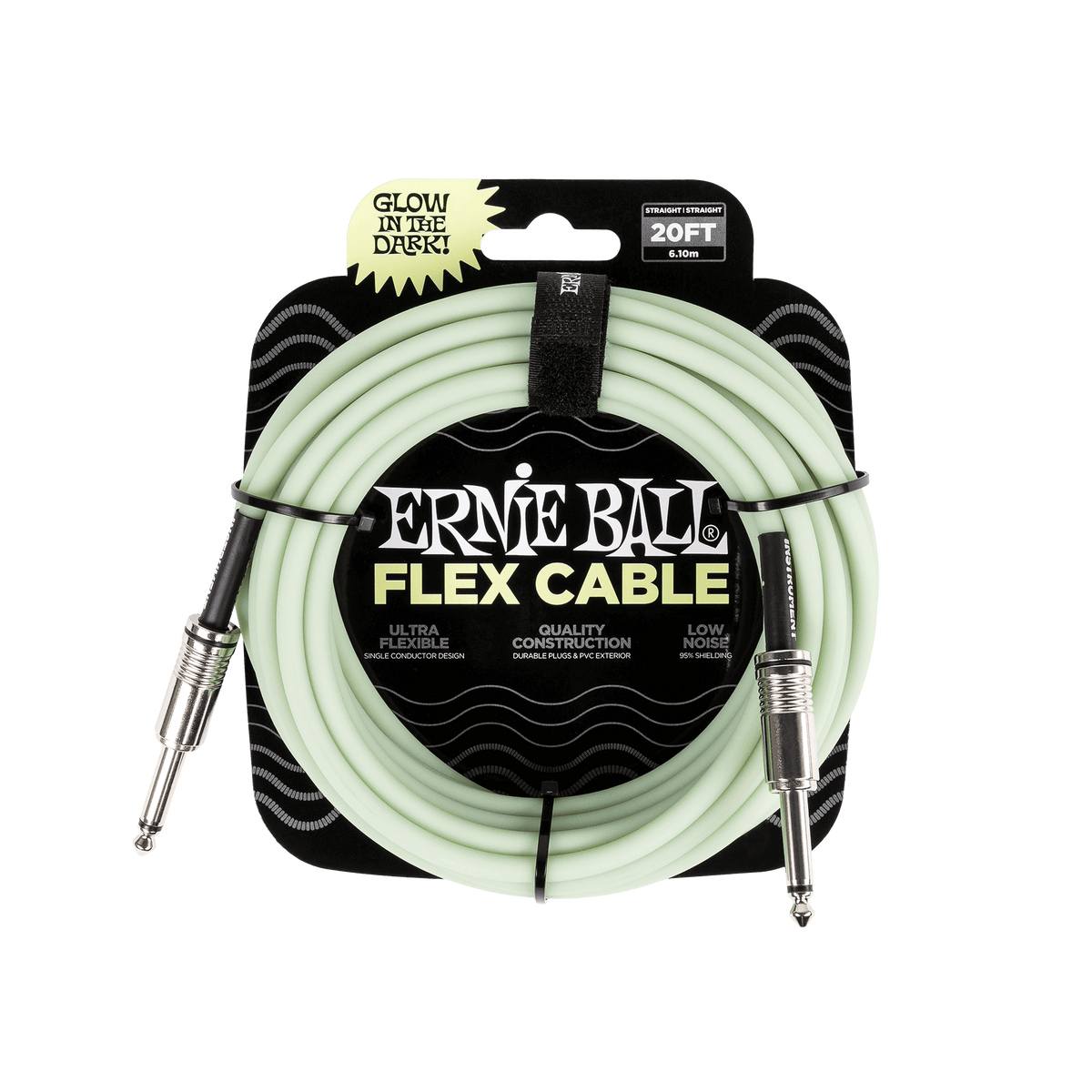 Ernie Ball Flex Instrument Cable Straight/Straight 20ft Glow in the Dark