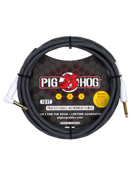 Pig Hog Hex Series Silent Cable 10 ft Grey - RA