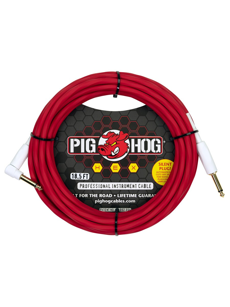 Pig Hog Hex Series Silent Cable 18.6 ft Candy Apple Red - RA