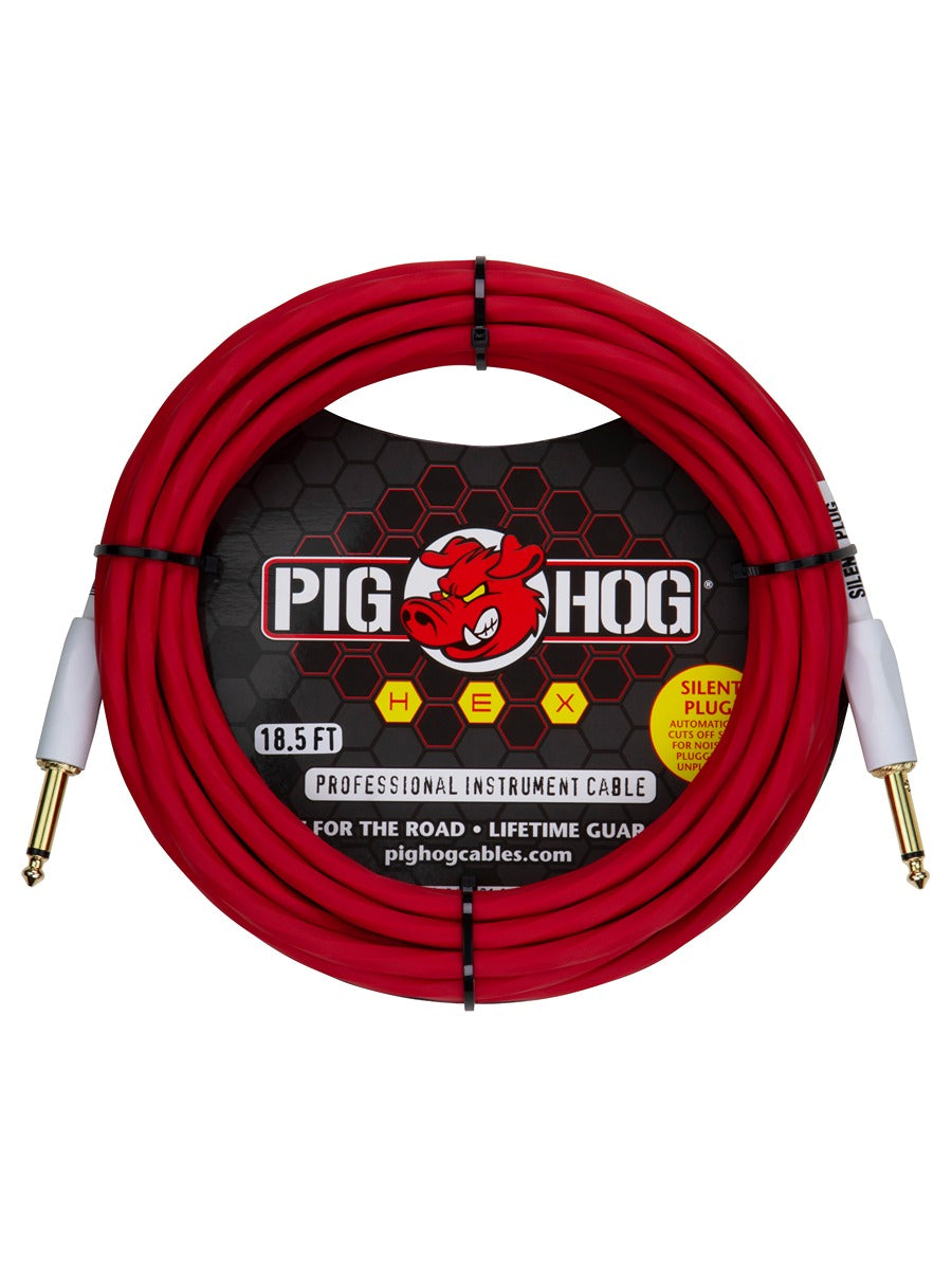 Pig Hog Hex Series Silent Cable 18.6 ft Candy Apple Red