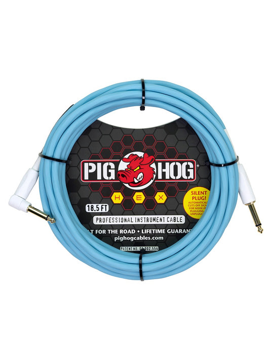 Pig Hog Hex Series Silent Cable 18.6 ft Daphne Blue - RA