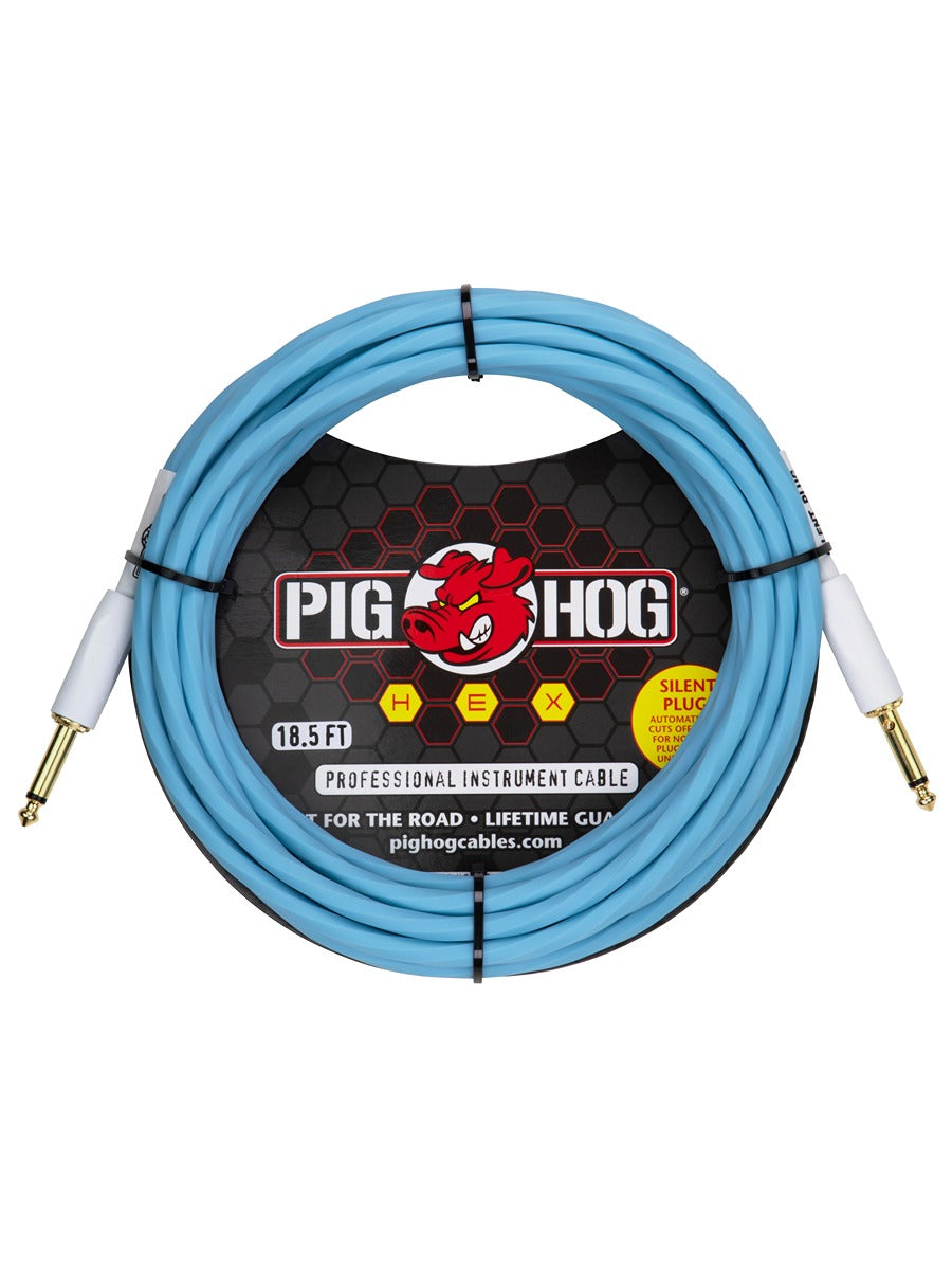 Pig Hog Hex Series Silent Cable 18.6 ft Daphne Blue
