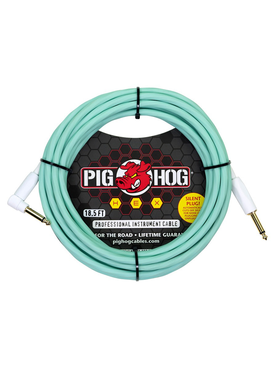 Pig Hog Hex Series Silent Cable 18.6 ft Seafoam Green - RA