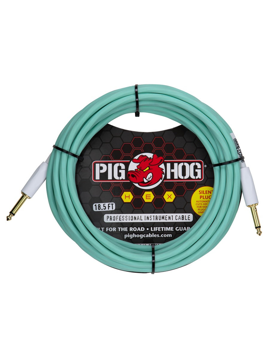 Pig Hog Hex Series Silent Cable 18.6 ft Seafoam Green