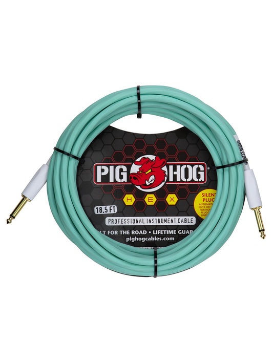 Pig Hog Hex Series Silent Cable 18.6 ft Seafoam Green