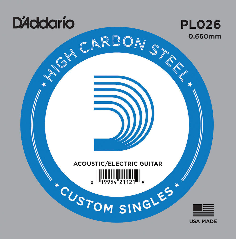 D'Addario PL026 Plain Steel Guitar Single String .026