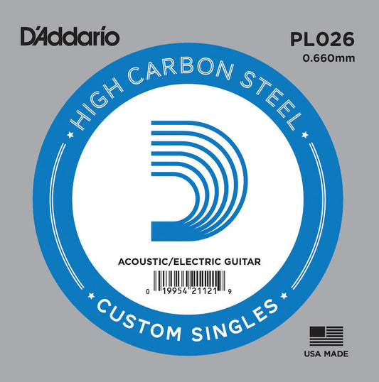 D'Addario PL026 Plain Steel Guitar Single String .026