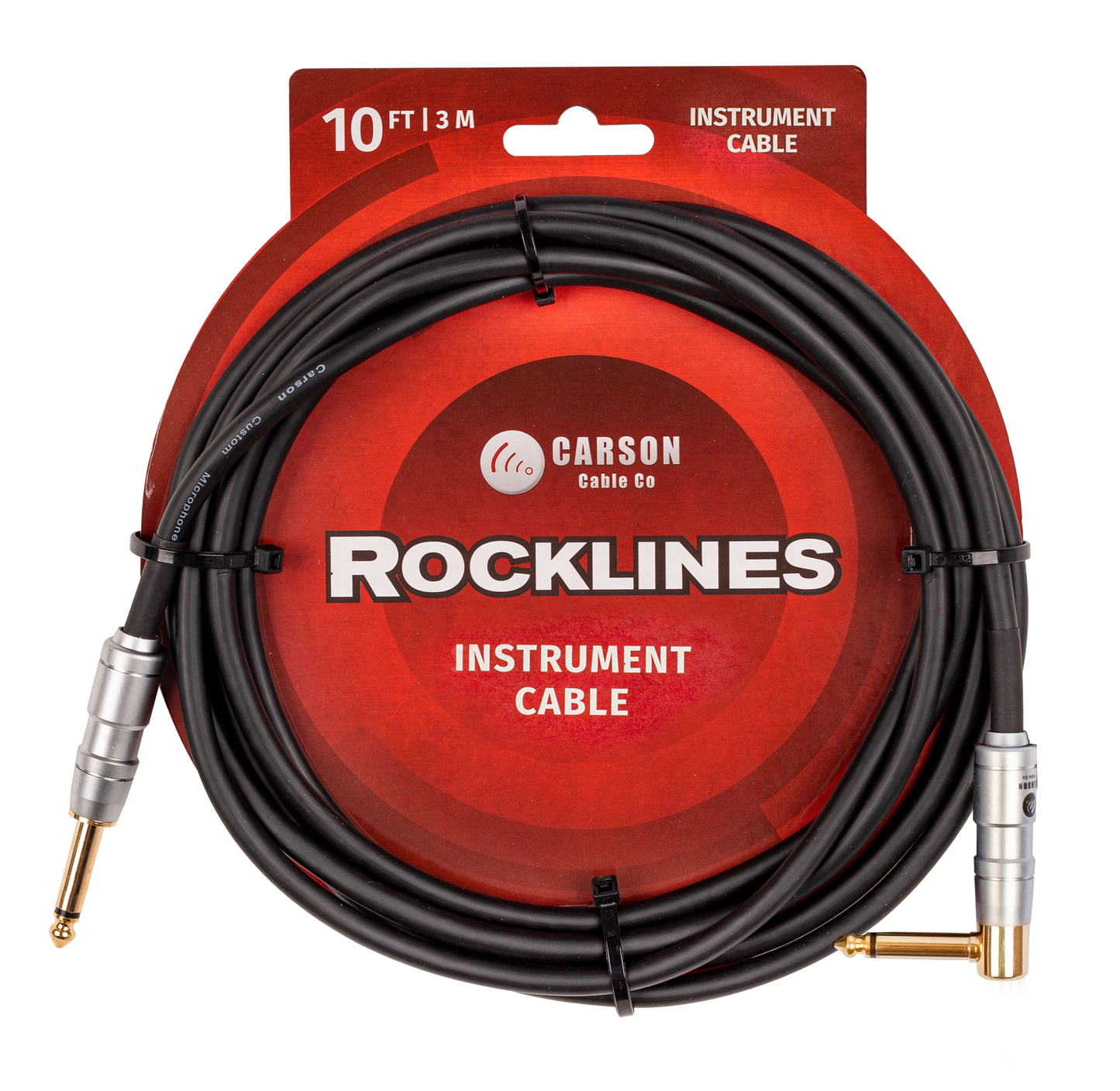 Carson ROK10SL 10 ft Noiseless Right Angle Instrument Cable