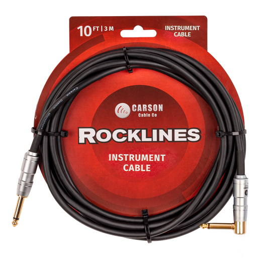 Carson ROK10SL 10 ft Noiseless Right Angle Instrument Cable