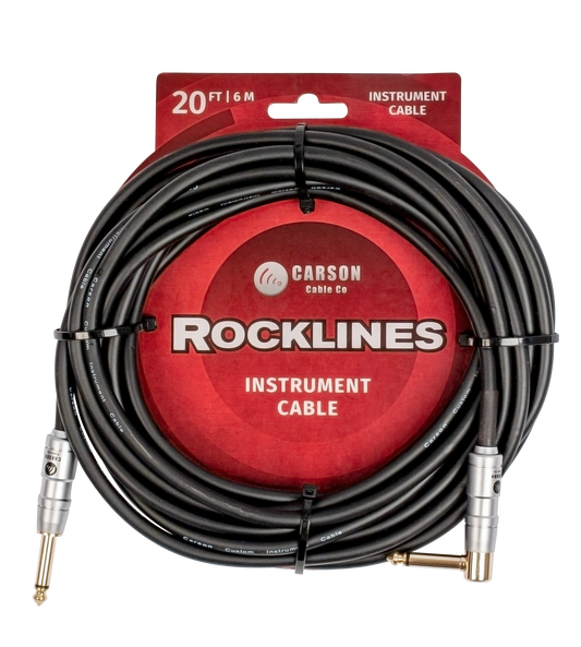 Carson ROK20SL 20 ft Noiseless Right Angle Instrument Cable