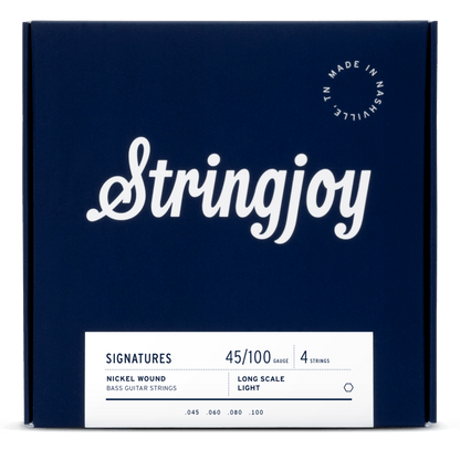 Stringjoy Super Light Gauge (45-100) 4 String Long Scale Nickel Wound Bass Guitar Strings