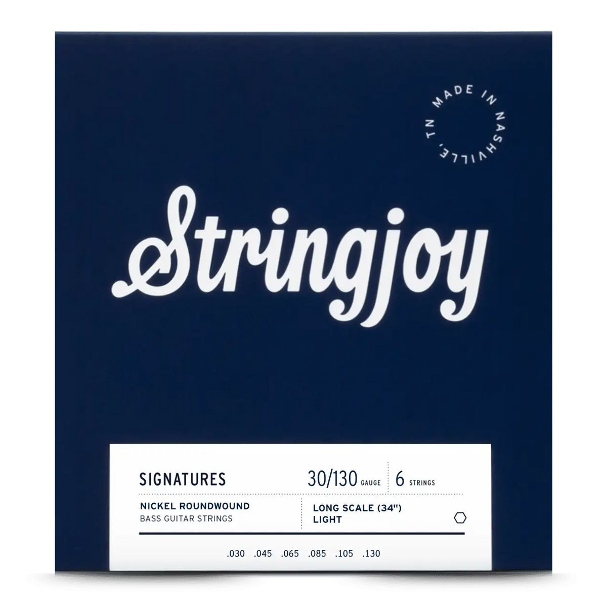 Stringjoy Signatures Light Gauge 6-String Long Scale Nickel Wound Bass Strings 30-130