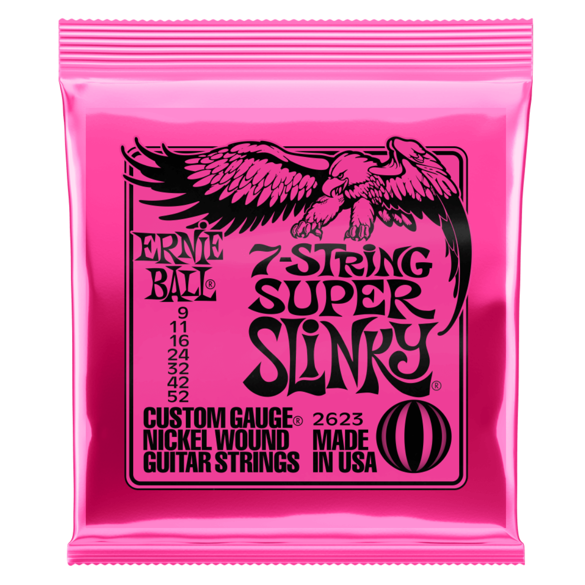 Ernie Ball 'Super Slinky Nickel Wound 7-String Electric Guitar Strings 9-52 Gauge