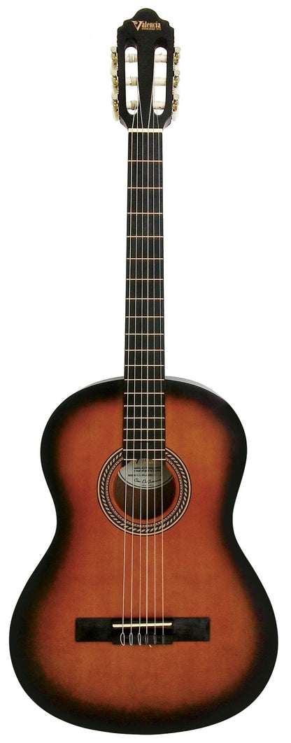 Valencia VC204HCSB Classical Guitar - Hybrid, Thin Neck