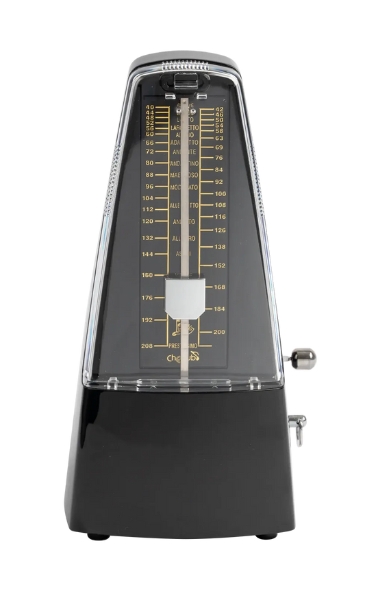 Black - Cherub Pyramid Style Mechanical Metronome with Bell