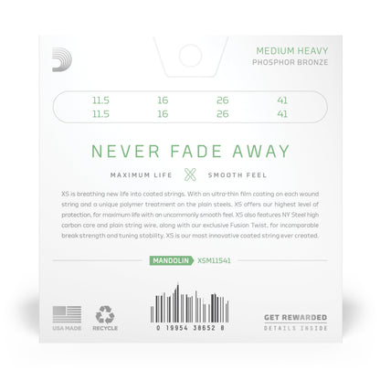 D'Addario XSM1038, XS Mandolin Phosphor Bronze, Medium Heavy, 11.5-41