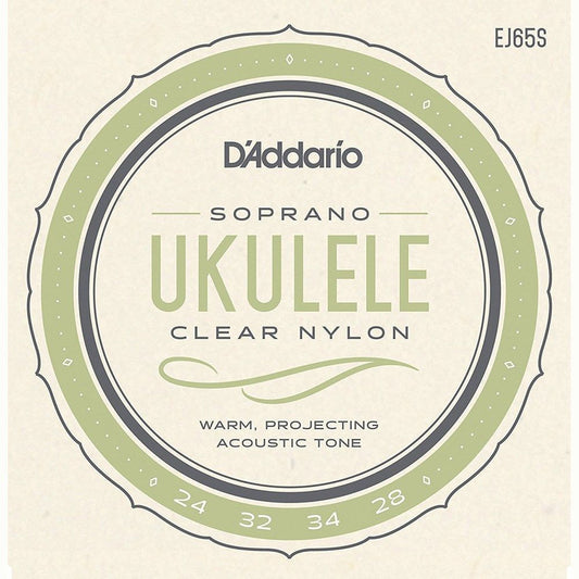 D'Addario EJ65S Pro-Arte Custom Extruded Clear Nylon Ukulele Strings - (Soprano)