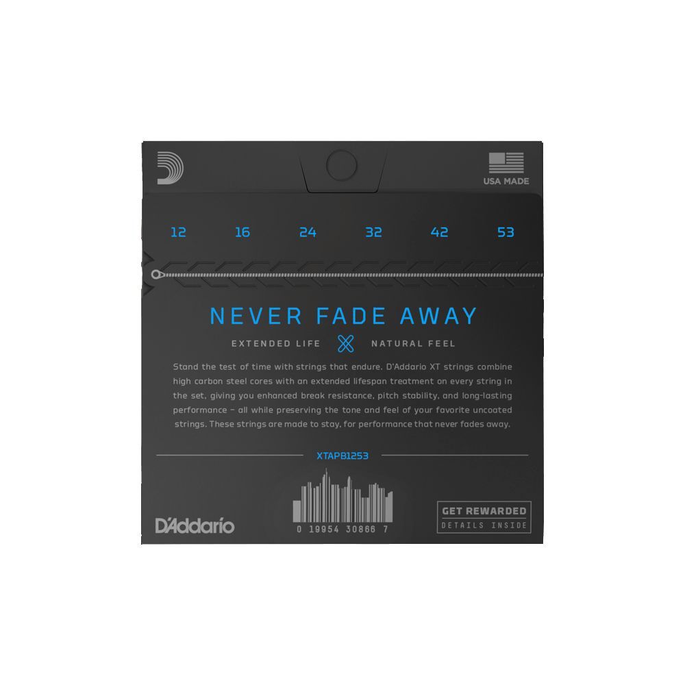 D'Addario XT Coated Acoustic Phosphor Bronze Strings - Light Set (12-53)