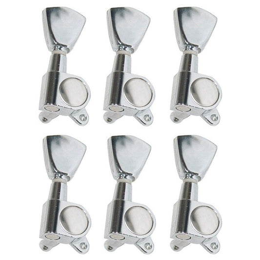 Dr. Parts 647 3-a-Side Diecast Machine Heads w/ Tulip Buttons - Set of 6 (Chrome)