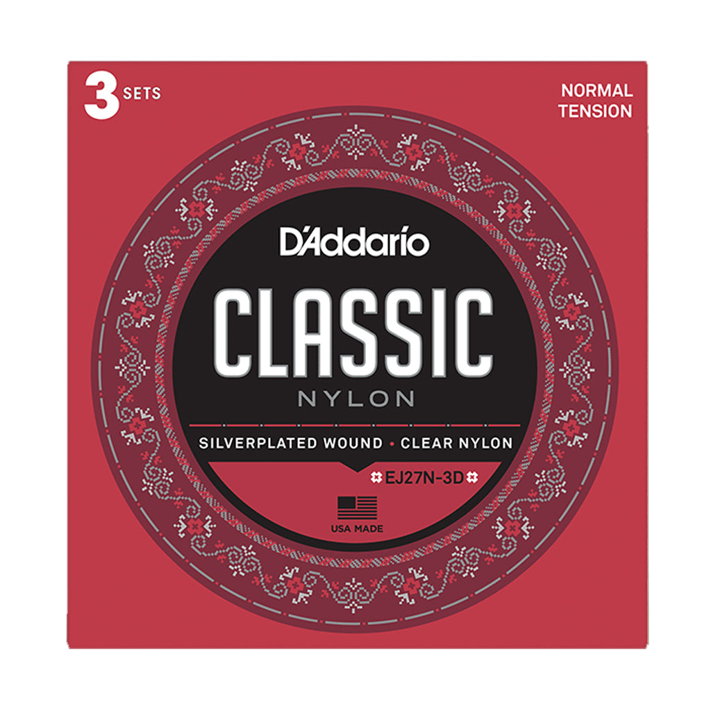 D'Addario - EJ27N - 3 Pack - Nylon Normal Tension - Classical Guitar Strings