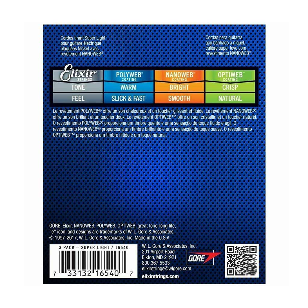 Elixir Nanoweb Electric 9-42 Super Light 3 Pack