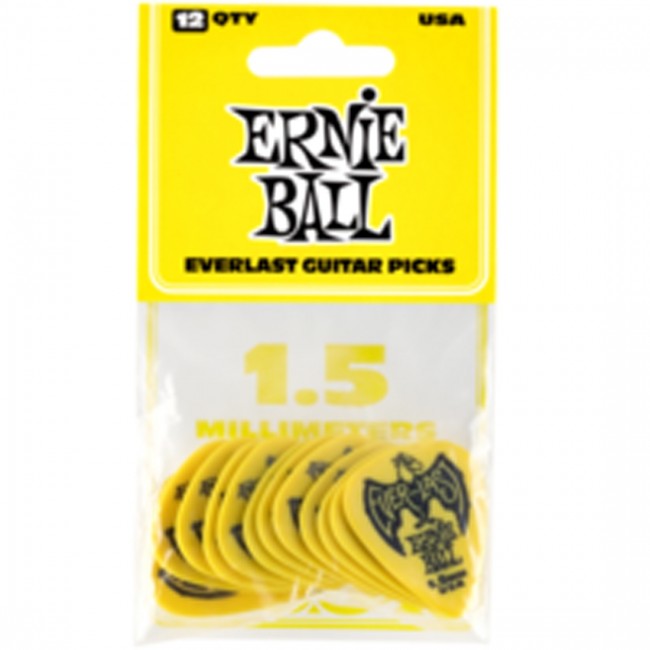 Ernie Ball 1.5mm Yellow Everlast Picks 12-pack