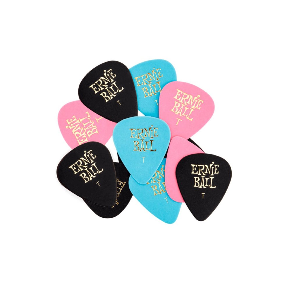 Ernie Ball Thin Assorted Color Cellulose Picks, bag of 12
