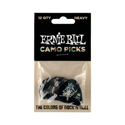 Ernie Ball Camouflage Cellulose Picks Heavy 12-pack