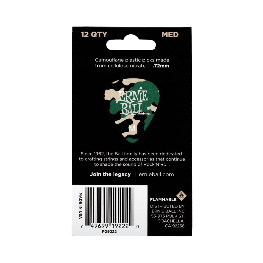 Ernie Ball Camouflage Cellulose Picks Medium 12-pack