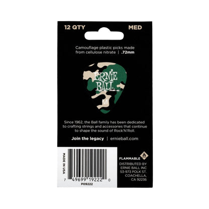 Ernie Ball Camouflage Cellulose Picks Medium 12-pack