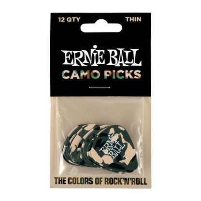 Ernie Ball Camouflage Cellulose Picks Thin 12-pack