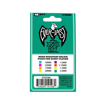 Ernie Ball 2.0mm Teal Everlast Picks 12-pack