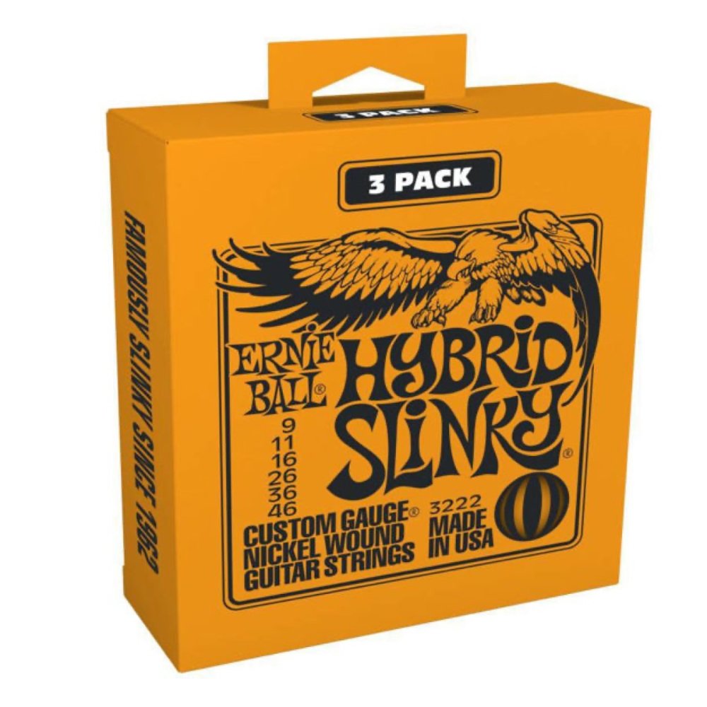 Ernie Ball Hybrid Slinky Nickel Wound Electric Guitar Strings 3 Pack - 9-46 Gauge