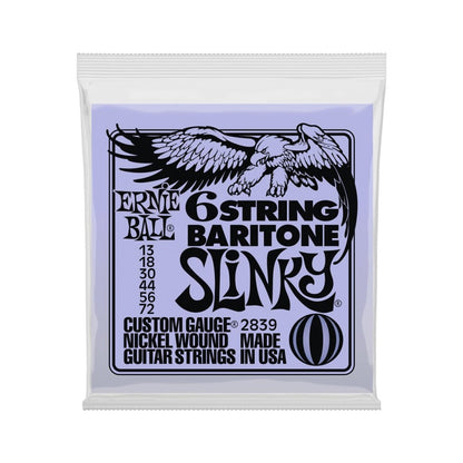 Ernie Ball Slinky 6-String w/ small ball end 29 5/8 scale Baritone Guitar Strings - 13-72 Gauge