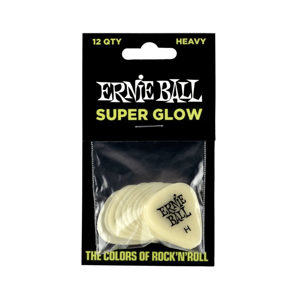 Ernie Ball Super Glow Cellulose Picks Heavy 12-pack