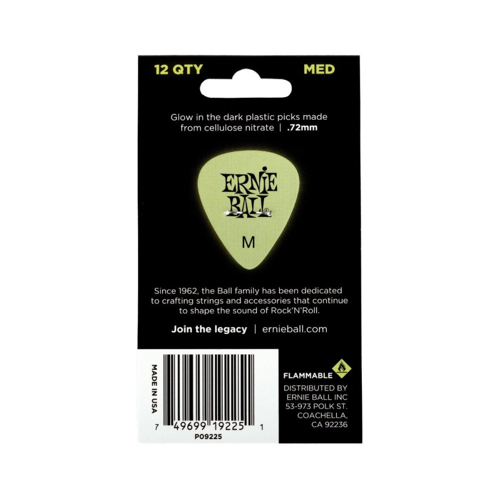 Ernie Ball Super Glow Cellulose Picks Medium 12-pack